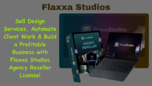Examples of visuals created with Flaxxa Studios including an AI-generated cityscape, a social media video thumbnail, and a logo design.